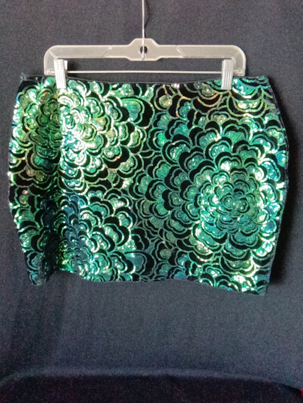 H&M Emerald Sequin Floral Mini Skirt